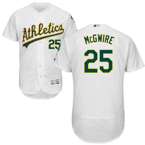 Athletics #25 Mark McGwire White Flexbase Authentic Collection Stitched MLB Jersey - Click Image to Close